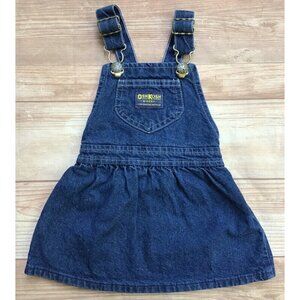 OshKosh B'Gosh Girls Denim Dress 18 Months Jean Jumper Dark Wash Vintage 90s